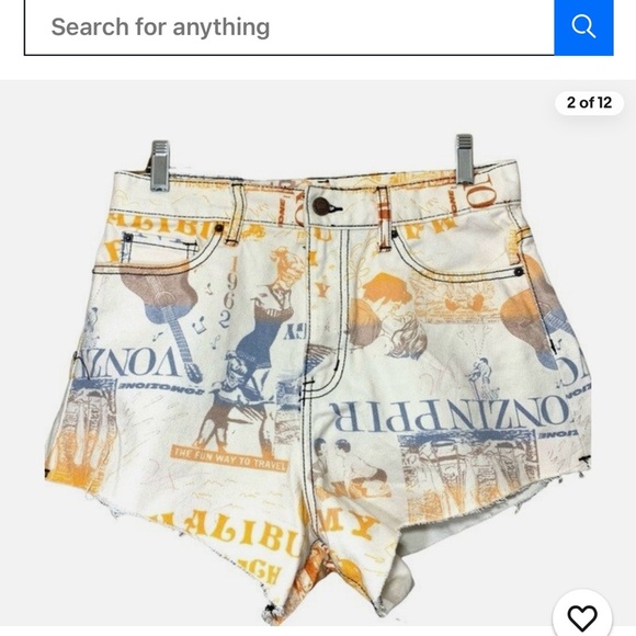 BDG URBAN OUTFITTERS GRAPHIC Malibu beach denim shorts! Button! Size 31 - Picture 4 of 9